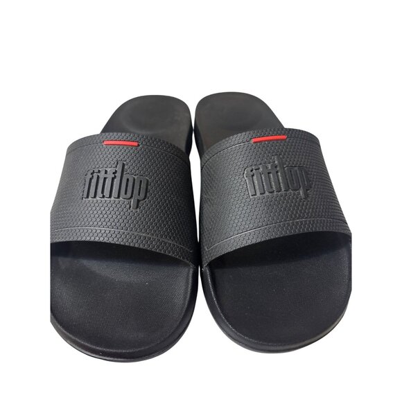 Fitflop Black Slide Sandals 6 Lightweight Rubber Slip-On Footwear For Women Made - Picture 2 of 7
